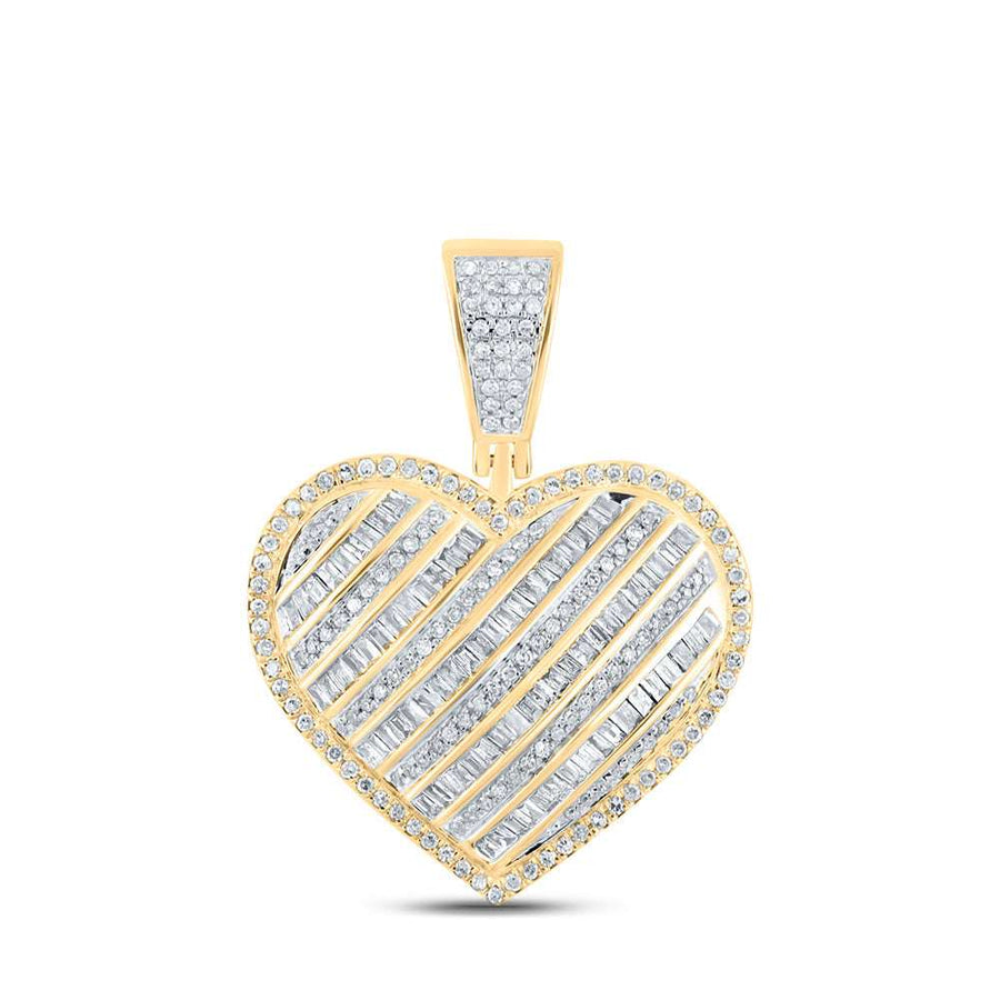 10k Yellow Gold Round Diamond Heart Pendant 1 Cttw