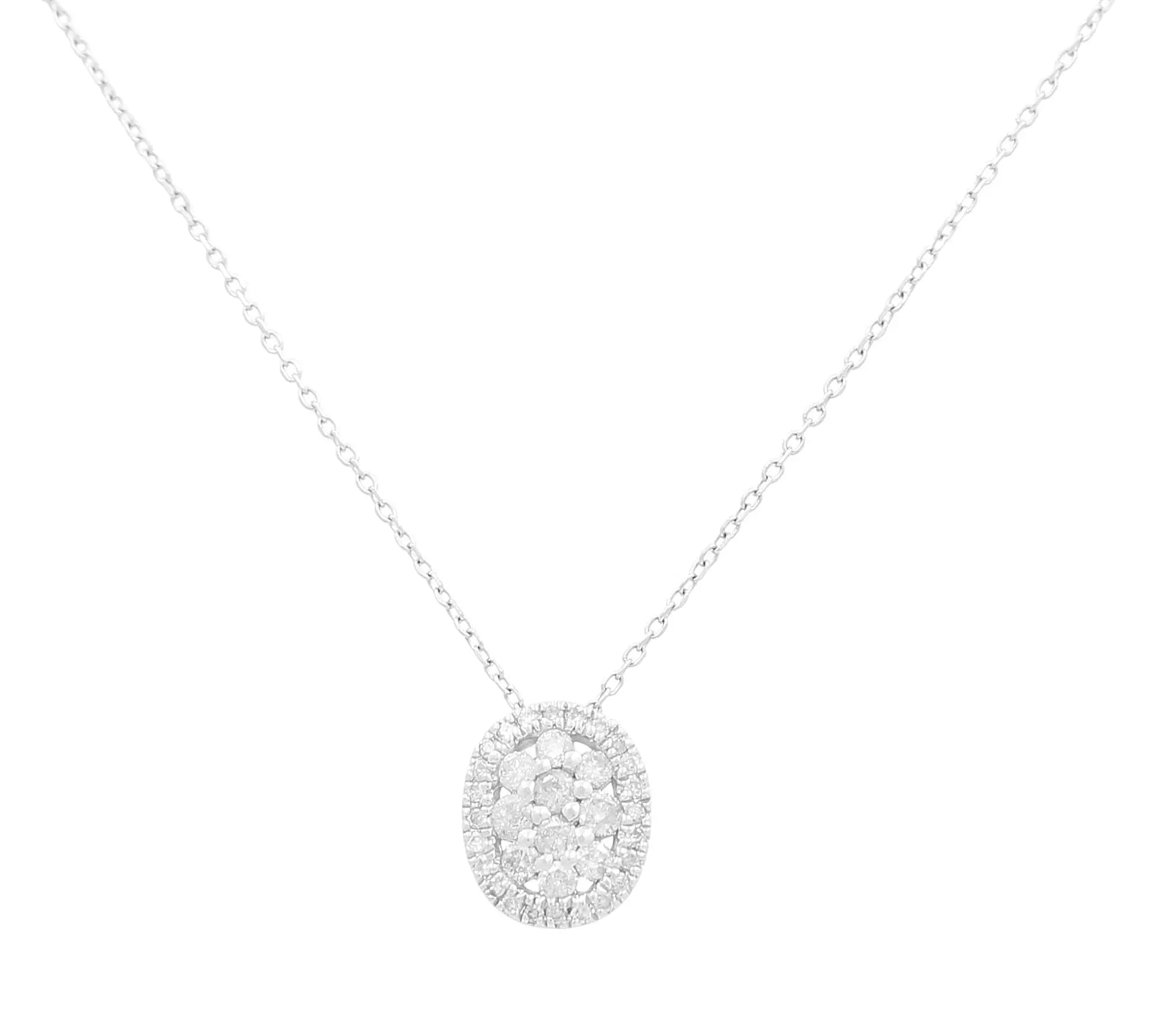14K White Gold Fancy Link Diamond Women's Necklaces with 0.25Tw Round Diamonds Miral Jewelry