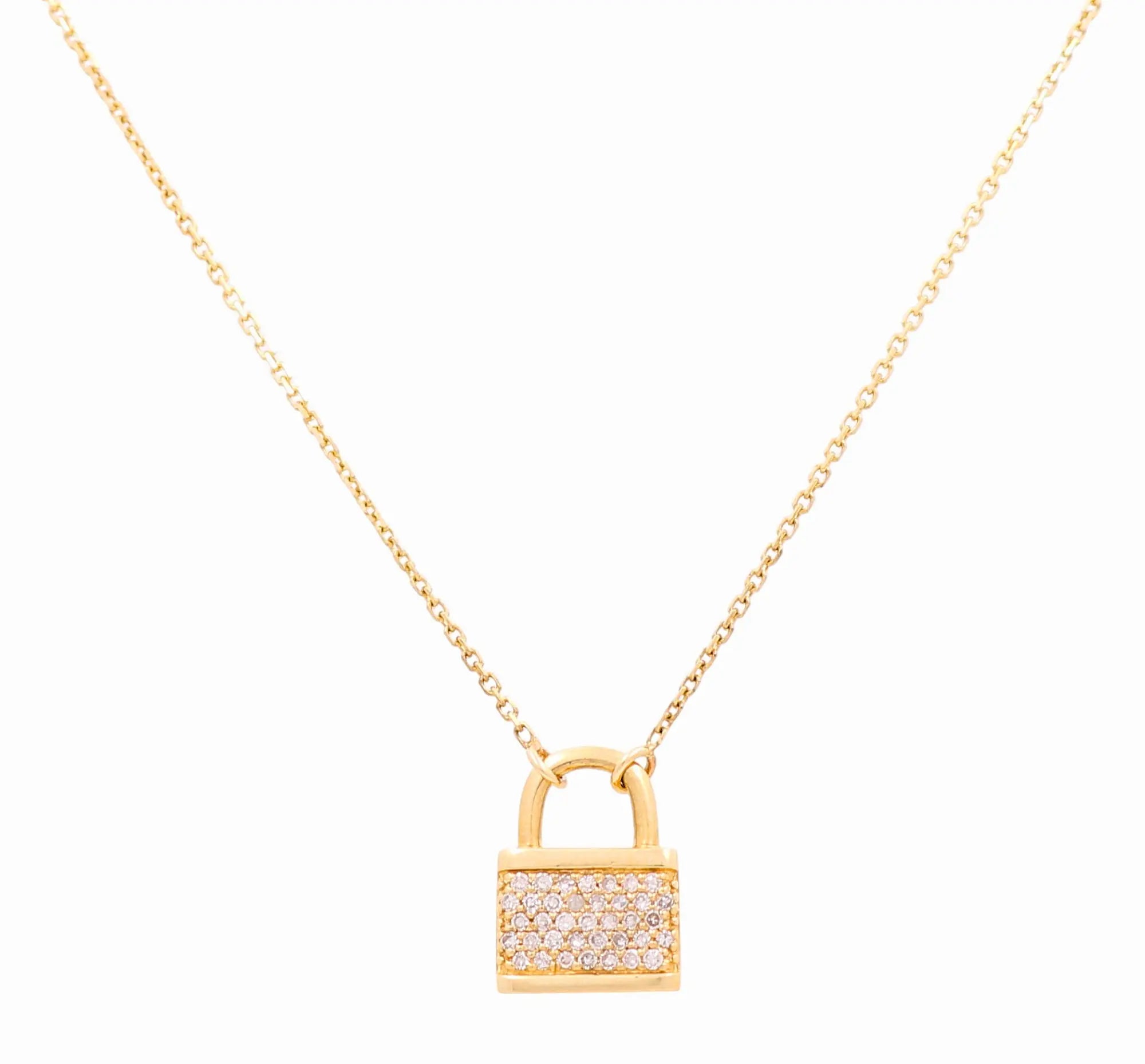 14K Yellow Gold Diamond Women's Necklaces with 0.12Tw Round Diamonds Miral Jewelry
