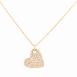 14K Yellow Gold Fancy Link Heart Women's Necklaces with 0.31Tw Round Diamonds Miral Jewelry