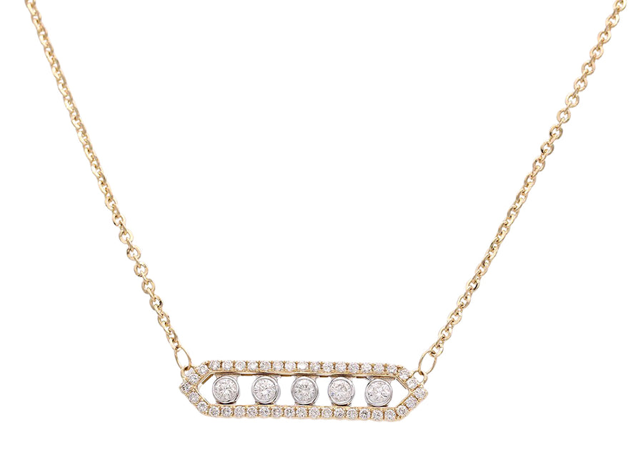 Yellow Gold 14K Fancy Necklace With Diamonds