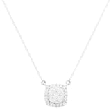 14K White Gold Square Women's Necklaces with 0.33Tw Round Diamonds