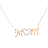 10K Yellow Gold Dia Mom Women's Necklaces with 0.10Tw Round Diamonds
