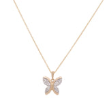10k Yellow Gold Butterfly Diamond Necklace 18" with 0.33Tw Round Diamonds