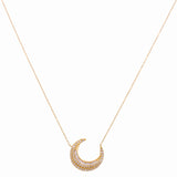 14k Yellow Gold Moon Diamond Necklace with 0.42 Tw Round Diamonds