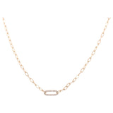 14k Yellow Gold Paper Clip Diamond Necklace with 0.21 Tw Round Diamonds