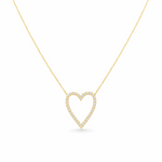 14k Yellow Gold Heart Diamond Necklace with 0.15 Tw Round Diamonds