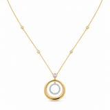 14k Yellow Gold Fancy Link Diamond Necklace 18" with 0.29Tw Round Diamonds