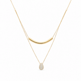 10k Yellow Gold Double Diamond Necklace 18" with 0.37Tw Round Diamonds