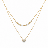 10k Yellow Gold Double Diamond Necklace 18" with 0.87Tw Round Diamonds