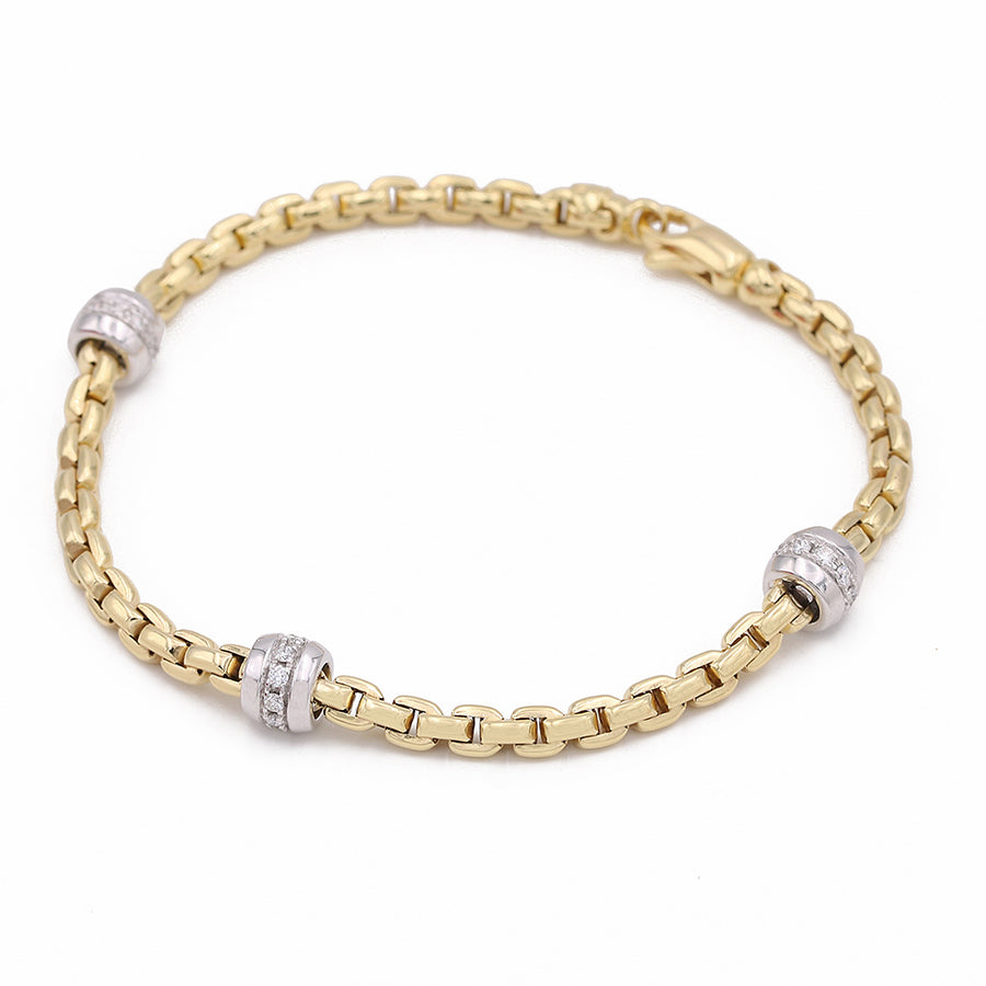 Yellow and White Gold 14K Fashion Bracelet With Diamonds