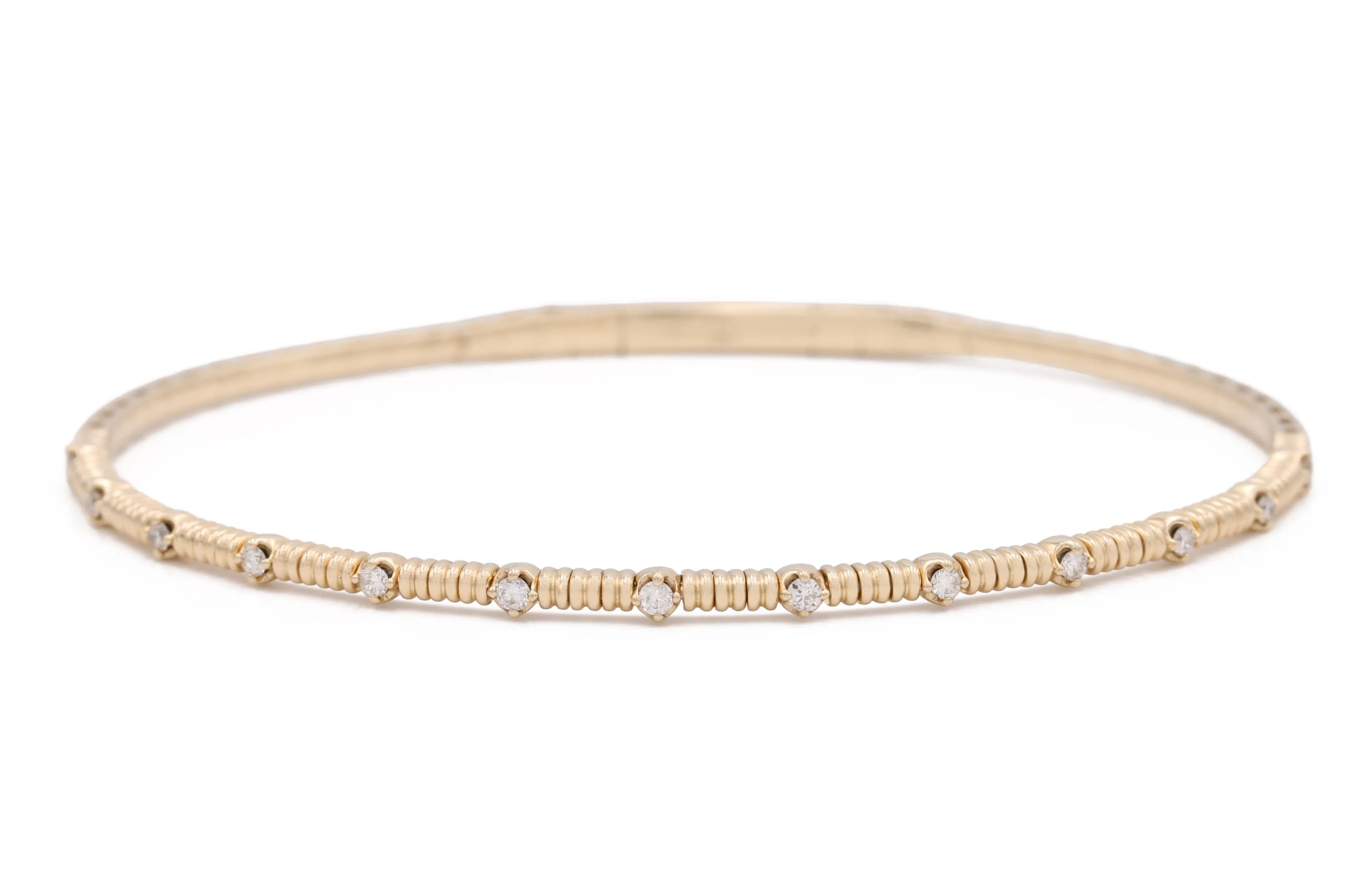 Yellow Gold 14K Bangle Bracelet With Diamonds Miral Jewelry