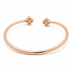 Yellow Gold 14K  Bangle with 2 Flower Diamond Bracelet with 0.62Tw Round Diamonds