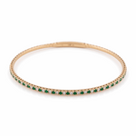 Yellow Gold 14K  Bangle Diamond Bracelet with 0.37Tw Round Diamonds and 0.33Tw Round Emeralds