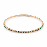Yellow Gold 14K  Bangle Diamond Bracelet with 0.37Tw Round Diamonds and 0.33Tw Round Emeralds