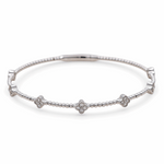 White Gold 14K  Bangle  Diamond Bracelet with 0.37Tw Round Diamonds