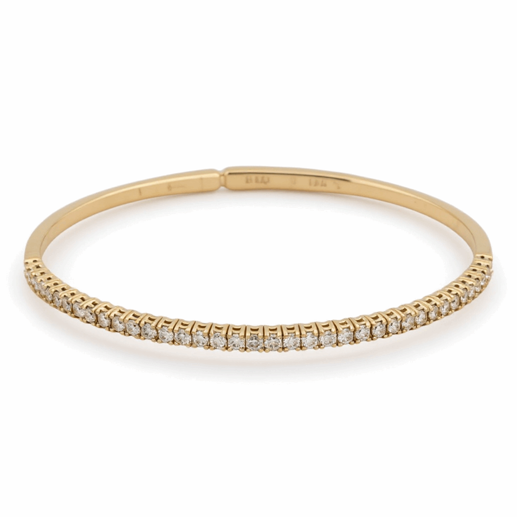 Yellow Gold 14K  Bangle  Diamond Bracelet with 0.50Tw Round Diamonds