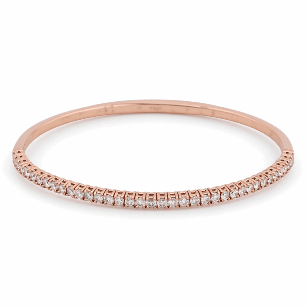 Rose Gold 14K  Bangle  Diamond Bracelet with 1.00Tw Round Diamonds