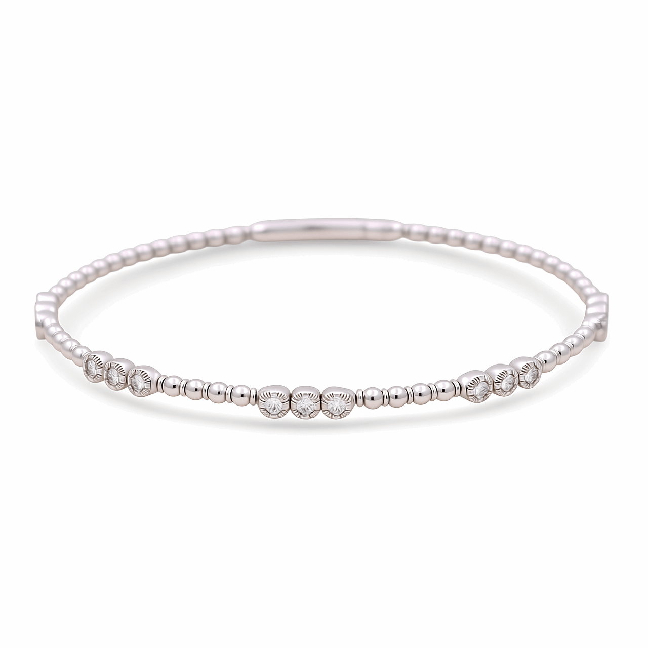 White Gold 14K  Bangle Diamond Bracelet with 0.50Tw Round Diamonds