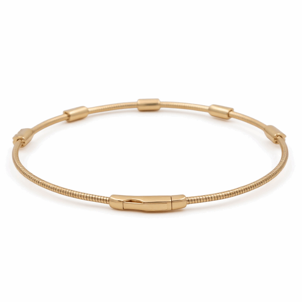 Yellow Gold 14K  Bangle with Flower Diamond Bracelet with 0.75Tw Round Diamonds