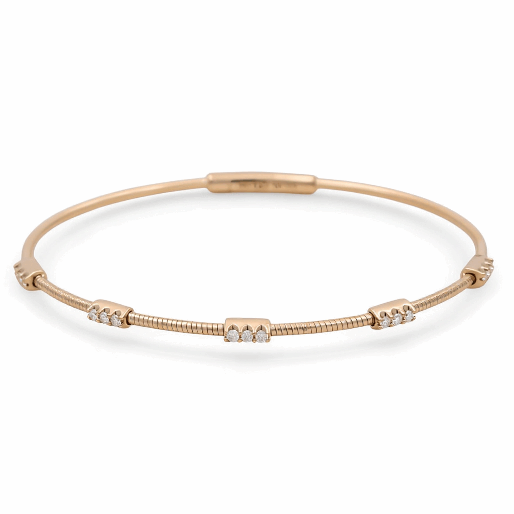 Yellow Gold 14K  Bangle Diamond Bracelet with 0.20Tw Round Diamonds