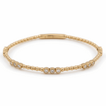 Yellow Gold 14K  Bangle Bracelet  with 0.50 Tw Round Diamonds