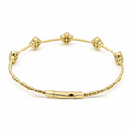 Yellow Gold 14K  Mop Flowers Bangle Diamond Bracelet
