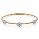 Two Tone White/Yellow Gold 14K  Bangle Bracelet  with 1.00 Tw Round Diamonds