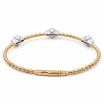 Two Tone White/Yellow Gold 14K  Bangle Bracelet  with 1.00 Tw Round Diamonds