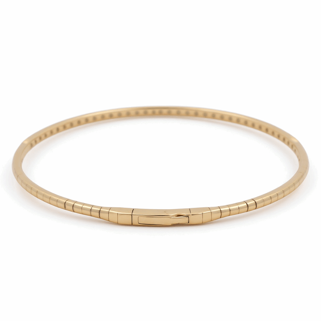 Yellow Gold 14K  Bangle Bracelet  with 1.00 Tw Round Diamonds