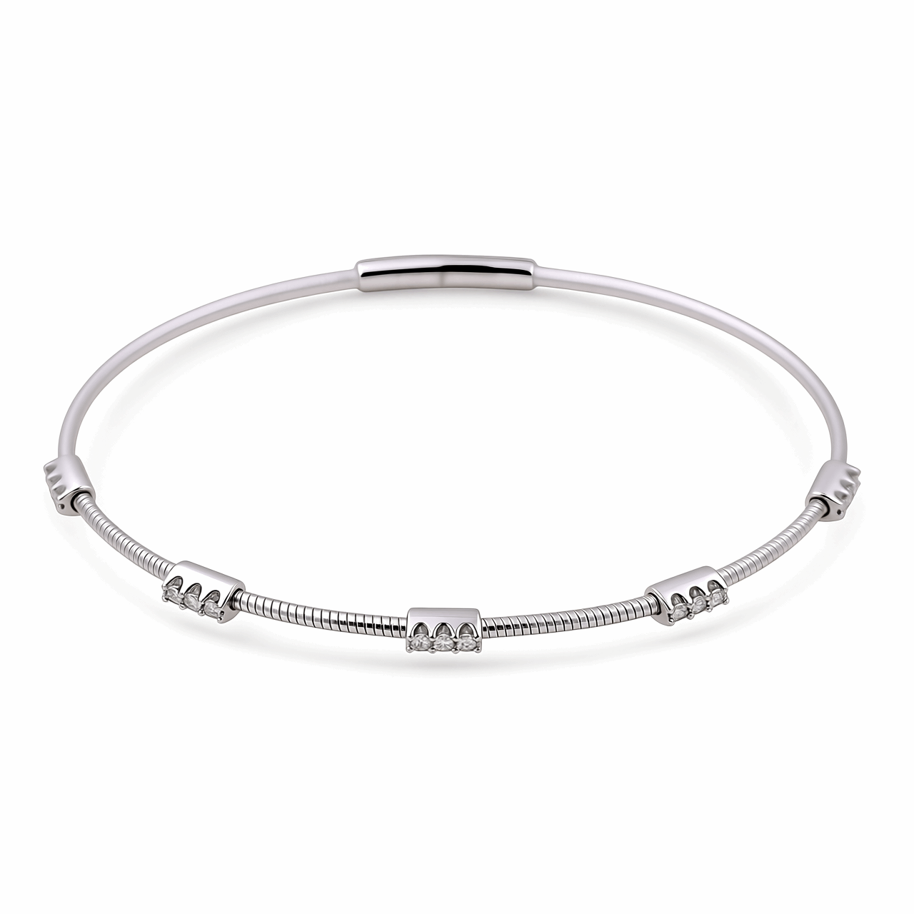 White Gold 14K  Bangle Diamond Bracelet with 0.20Tw Round Diamonds
