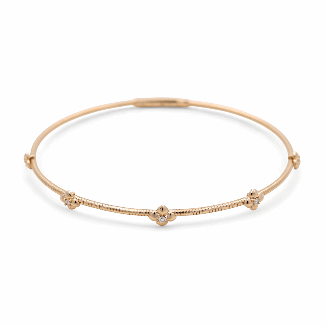 Yellow Gold 14K  Bangle Diamond Bracelet with 0.06Tw Round Diamonds