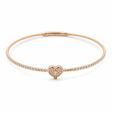 Yellow Gold 14K  Bangle Diamond Heart Bracelet with 0.10Tw Round Diamonds