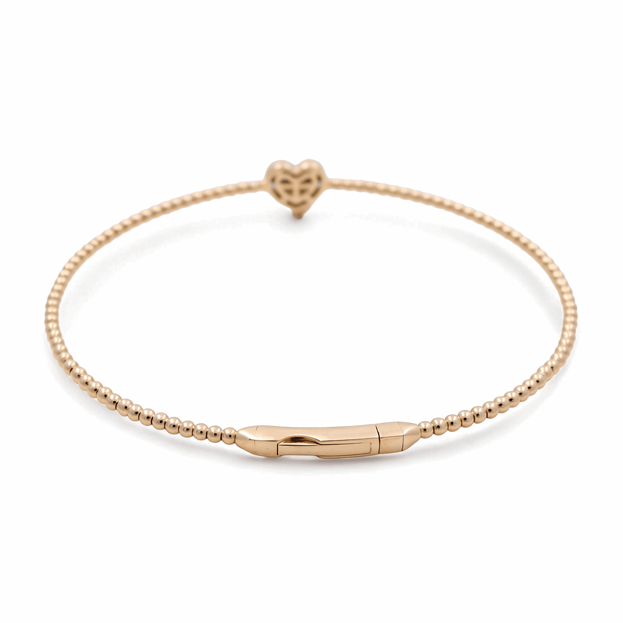 Yellow Gold 14K  Bangle Diamond Heart Bracelet with 0.10Tw Round Diamonds