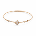 Yellow Gold 14K  Bangle Diamond and Mop Flower Bracelet with 0.20Tw Round Diamonds