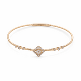 Yellow Gold 14K  Bangle Diamond and Mop Flower Bracelet with 0.20Tw Round Diamonds