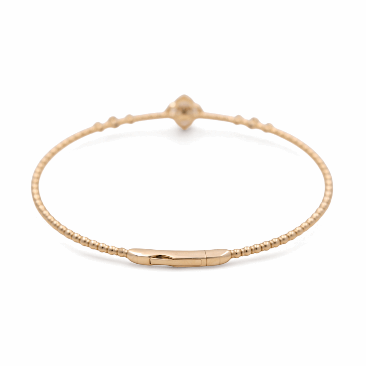 Yellow Gold 14K  Bangle Diamond and Mop Flower Bracelet with 0.20Tw Round Diamonds