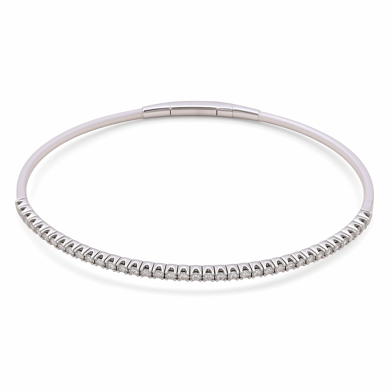 White Gold 14K  Bangle Diamond Bracelet with 0.50Tw Round Diamonds