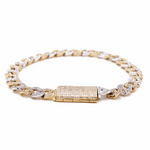 10K Men's Two Tone White/Yellow Marine Diamond  Bracelet with 4.00 Tw Round Diamonds