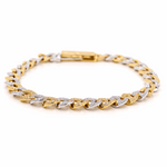 10K Men's Two Tone White/Yellow Marine Diamond  Bracelet with 4.00 Tw Round Diamonds