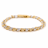 10K Men's Two Tone White/Yellow Marine Diamond  Bracelet with 4.00 Tw Round Diamonds