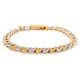 10K Men's Two Tone White/Yellow Marine Diamond  Bracelet with 4.00 Tw Round Diamonds