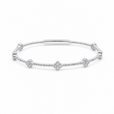 White Gold 14K Bangle Diamond Women's Bracelet with 0.37Tw Round Diamonds