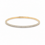 Yellow Gold 14K Bangle Diamond Women's Bracelet with 1.25Tw Round Diamonds