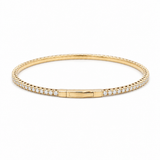 Yellow Gold 14K Bangle Diamond Women's Bracelet with 1.25Tw Round Diamonds