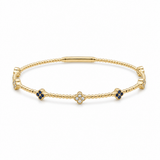 Yellow Gold 14K Bangle Diamond Women's Bracelet with 0.20Tw Round Diamonds and Saphires