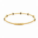 Yellow Gold 14K Bangle Diamond Women's Bracelet with 0.20Tw Round Diamonds and Saphires