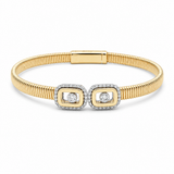 Yellow Gold 14K Bangle Diamond Women's Bracelet with 0.55Tw Round Diamonds
