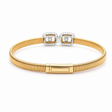 Yellow Gold 14K Bangle Diamond Women's Bracelet with 0.55Tw Round Diamonds