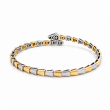 Two Tone White/Yellow Gold 14K Bangle Diamond Women's Bracelet with 0.33Tw Round Diamonds